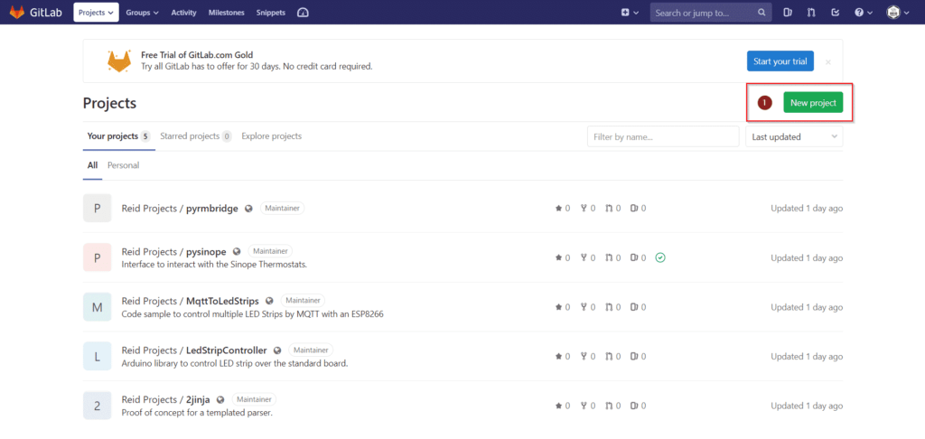 Create a New Project on GitLab